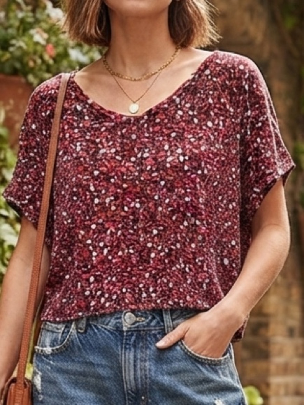Floral Boxy V-Neck Top Claris & Carol M Boho Feminine Girlhoodcore
